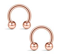 Ruifan Anneaux circulaires en acier chirurgical 316L pour lèvre, sourcil, langue, téton, hélix, tragus, cartilage, septum - 16 g 14 g or rose, 1.6mm, Acier inoxydable, acier