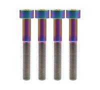 Ruifu Lot de 4 boulons à tête hexagonale M5 x 10 12 16 18 20 25 28 30 35 40 45 50 55 60 mm en titane Gr5 Allen pour tige de selle de vélo Frein (lot de 4) (M5 x 55 mm, arc-en-ciel)