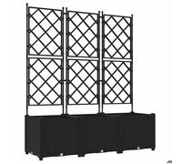 RUIG - NEUF JARDINIERE - BAC A FLEUR Pot de jardin avec treillis - 3 pcs Noir 120x40x143 cm CL77987
