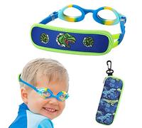 RuiGao Lunettes de natation pour enfants de 2 à 5 ans - Sans nœuds - Pour garçons - Avec bande en tissu doux - Étui dinosaures