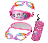 RUIGAO Lunettes de natation pour enfants de 3 à 14 ans, avec sangle en tissu élastique, faciles à enfiler/sans douleur/pas de traction de cheveux, lunettes de natation élastiques licorne sirène