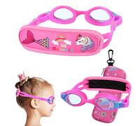 RUIGAO Lunettes de natation pour tout-petits de 2 à 5 ans, sans sangle de tirage, lunettes de natation pour enfants avec étui (sirène rose)