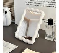 RUIGOMRU Miroir de maquillage en forme de vague pour table et bureau, portable, pliable, joli miroir de maquillage de voyage à suspendre debout, décoration de la maison (blanc)