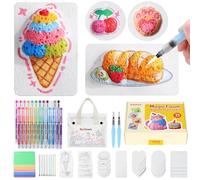 RuiHawk Lot de 75 Pièces Kit de Peinture à Texture Mousse Magique 3D, Œuvres Puffy Paint avec 24 Feutres Auto-Flow, 38 Feuilles Texturées & Perles, DIY et Cadeau Créatif pour Enfants 5, 6, 7, 8, 9 Ans
