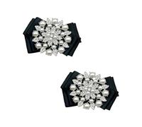 Ruihfas Lot de 2 pinces à chaussures élégantes amovibles en forme de fleur avec perles pour mariage, fête, bal de fin d'année, approx 5cm / 1.96 inch, Strass Perle, Strass