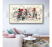 RUIHOME Decor Art abstrait Graffiti Canvas Peinture par Jackson Pollock Canvas Prints Wall Art Famous Painting Framed Ready to Hang 140x70cm Cadre intérieur
