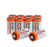 RUIHU CR123A Lithium Battery, 10 Pack, 3V 1500mAh, High Power Lithium Battery, Long-Lasting for Security Devices, Flashlights, Non-Rechargeable (CR123A-10 Unité)