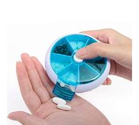 Ruihua Mini pilulier rond portable à 7 emplacements, semainier, sept jours, bleu