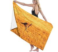 RUiillg Serviette De Plage Microfibre,Kangourou Sautant Grande Serviette De Plage Légère De Drap De Bain Parfaite pour Les Sports De Remise en Forme De Natation De Voyage D'Hôtel De Famille