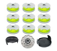 RUIITEN Bobines de Rechange pour débroussailleuse Worx WA0014 WG168 WG184 WG190 WG191, Weed Eater - 6,1 m 0,2 cm avec Capuchons WA0037 (10 bobines, 2 Capuchons)