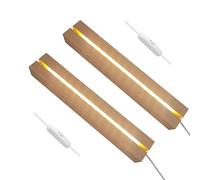 RUIITEN Socle d'affichage rectangulaire de 24 cm, couleur chaude, base d'affichage rectangulaire à LED, support de base en bois pour acrylique, cristal, veilleuse, art en résine de verre