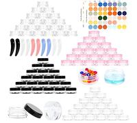 RUIJIE 100 Pcs 3g/3ml Contenants Cosmétiques Transparent avec 10 Spatule & 96 Autocollants, Pots Cosmétiques en Plastique, Mini Pots Ronds Clairs Vides Pots d'échantillons de Voyage pour Lotion, Crème