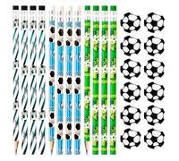 RUIJIE Crayons de Football et Gommes de Football 24 Pièces Mitgebsel, Crayons de Football avec Gommes, Crayons de Football pour l'école d'équipe de football Favors Favors récompense les étudiants