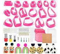 RUIJIE Lot de 136 Emporte-Pièces en Argile Polymère pour Boucles D'oreilles, 18 Formes Cutters D'argile Polymère, Emporte Piece Bijoux avec Cartes, Crochets & Sacs pour Fabrication de Bijoux