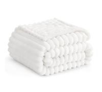 RUIKASI Couverture douillette blanche 150 x 200 cm - Couverture polaire canapé - Décoration salon - Couvre-lit - Laine côtelée - Chaude