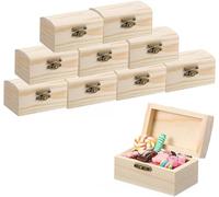 Ruikcoll Petite boîte en bois, coffre au trésor en bois, mini coffre au trésor en bois, boîte au trésor rectangulaire en bois, coffre au trésor en bois, kit de bricolage,10 pièces