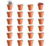 Ruikcoll Pots de Fleurs en Argile, Pots de Plantes en Argile, en Terre Cuite, Mini de Fleur en Terre Cuite avec Trou de Drainage, de Plante réutilisable, 24 pièces (3,5 × 3 cm)