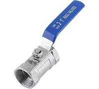 Ruikcoll Vanne à Bille en Acier Inoxydable 304, Vanne d'Arret Manuelle pour Eau, Filetage Interne 1" Huile, Poignée Longue DN25 Bleu/Argenté