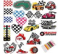 Ruikdly 20 Pièces Patch Thermocollant Enfant, Ecusson Thermocollant Adulte, Ecusson a Coudre Circuit Automobile, écussons Brodés pour T-Shirt Jeans Vêtement Chapeau Sac à Dos Veste D'Enfant