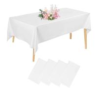 Ruikdly 4 Pièces Nappes Blanches, Nappe Rectangulaire Blanche 137 x 274 cm, Nappe de Tablede Fête pour Anniversaires, Remises de Diplômes,Les Mariages et Autres Occasions Spéciales