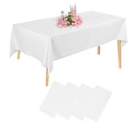 Ruikdly 4 Pièces Nappes Blanches, Nappe Rectangulaire Blanche 137 x 274 cm, Nappe de Tablede Fête pour Anniversaires, Remises de Diplômes,Les Mariages et Autres Occasions Spéciales