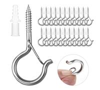 Ruikdly Crochet Inox a Visser 30 Pièces Piton à Visser avec Boucle de Sécurité Crochets de Plafond Bois Pour Suspendre des Paniers à Plantes, des Mangeoires à Oiseaux, des Lanternes,Tasse