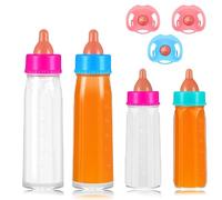 Ruikdly Lot de 4 biberons Magiques avec Lait et 3 tétines pour poupée, biberons de Lait avec Lait disparu, Accessoires Cadeaux pour Enfants à partir de 3 Ans