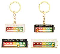 Ruikdly My Social Battery Pin, 2 Interactive Enamel Pins Social Battery＋2 Batterie Sociale Porte-clés Créative Épingle émotionnelle Amusante, Épinglette Broches Exprimez vos Sentiments