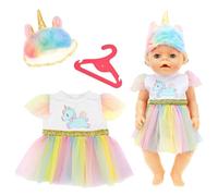 Ruikdly Vetement Poupee 35-45cm, Vêtement de Poupée Licorne Vetement Poupee Corolle, 18 Pouces Vetement Poupon 36 cm avec Masque pour Les Yeux, Robes, Cintre, Cadeau pour Enfants, Filles Garçons