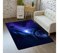 RUILBJ Tapis Galaxie Ciel étoilé pour Chambre D'ado Garçon Fille Enfant,3D Outer l'espace Univers Planète Imprimer Tapis de Sol Décorations de Salon Tapis D'intérieur Antidérapant (Bleu,80 * 120 cm)