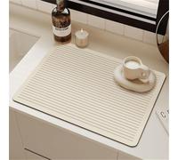 RUILBJ Tapis pour Machine à Café Ultra-Résistant Absorbant Tapis de Séchage de Vaisselle Beige Cuisine Tapis Machine à Laver Four Micro Ondes Couvre Poussière sous Verres (Motif 4,50x80cm)