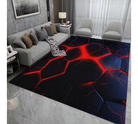 RUILBJM Grand Tapis 3D Imprimé Volcan Lave et Cratère de Magma pour Chambre Salon Salle à Manger Cuisine Salle de Bain Paillasson,Tapis de Sol pour Salle de Jeux Garçon Fille Ado (Red Black,60x90 cm)