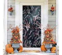 RUILBJM Housse de Porte D'EntréE éLastique de Halloween,210 X 90 Cm,Decoration Porte Entree,Couverture de Porte Empreinte de Main Horreur,Decoration pour L'IntéRieur L'ExtéRieur (Color 4)