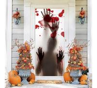 RUILBJM Housse de Porte D'EntréE éLastique de Halloween,210 X 90 Cm,Decoration Porte Entree,Couverture de Porte Empreinte de Main Horreur,Decoration pour L'IntéRieur L'ExtéRieur (Color 1)