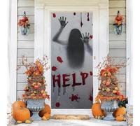 RUILBJM Housse de Porte D'EntréE éLastique de Halloween,210 X 90 Cm,Decoration Porte Entree,Couverture de Porte Empreinte de Main Horreur,Decoration pour L'IntéRieur L'ExtéRieur (Color 7)