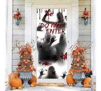 RUILBJM Housse de Porte D'EntréE éLastique de Halloween,210 X 90 Cm,Decoration Porte Entree,Couverture de Porte Empreinte de Main Horreur,Decoration pour L'IntéRieur L'ExtéRieur (Color 8)