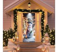 RUILBJM Rideau de Porte Élasticité Noël, 210 x 90 cm, pour Chambre Bureau Intérieur Extérieur, Motif Mignon Bonhomme Neige Père Noël Arrière-Plan Décoration Habillage de Porte (Color 2)