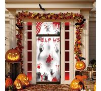 RUILBJM Rideau de Porte Élastique Halloween - 210 x 90 cm - Motif Horreur avec Empreintes de Mains Ensanglantées - Décoration Intérieure Extérieure Chambre Portes de Maison (Color 5)