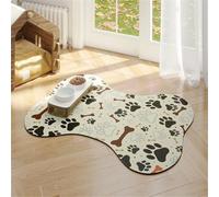 RUILBJM Tapis de Gamelle pour Chien Chat en Forme d'os,Motif Patte Lettre Tapis De Nourriture,Antidérapant, imperméable,Animaux de Compagnie Pets Placemat,Garder Le Sol Propre (Beige,40x60 cm)