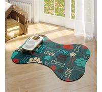 RUILBJM Tapis de Gamelle pour Chien Chat en Forme d'os,Motif Patte Lettre Tapis De Nourriture,Antidérapant, imperméable,Animaux de Compagnie Pets Placemat,Garder Le Sol Propre (Vert,30x40 cm)