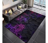 RUILBJM Tapis de Jeu, 3D Néon Vision Cool Modèle Géométrie Thème Décorer, Doux Flanelle Salon Antidérapant Tapis de Sol, Chambre à Coucher Salle de E-Sport Tapis (Colour 5,50x80 cm)