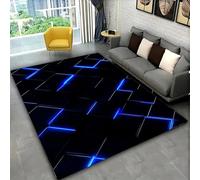 RUILBJM Tapis de Jeu pour Chambre de Garçon,Motif Géométrique Néon en Nid d'abeille 3D,Tapis de Jeu Antidérapant en Flanelle pour Salle de Jeux Vidéo Enfants Adolescents Chambre (Blue,45x120 cm)