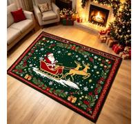 RUILBJM Tapis de Noël Antidérapant, Décor Festif pour Salon et Chambre | Tapis de Sol Doux au Toucher, Lavable, Motifs Variés pour Décoration Intérieure de Fête (Couleur-2,100x150cm)