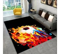 RUILBJM Tapis de Salon,Motif Football 3D Ado Garçon Enfant Salle de Jeux Chambre à Coucher,Graffitis Peints Soccer Carpets,Tapis D'éveil pour Enfants,Décoration D'intérieur (Coloré 5,140 * 200 cm)