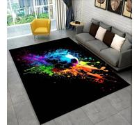 RUILBJM Tapis de Salon,Motif Football 3D Ado Garçon Enfant Salle de Jeux Chambre à Coucher,Graffitis Peints Soccer Carpets,Tapis D'éveil pour Enfants,Décoration D'intérieur (Coloré 6,100 * 120 cm)