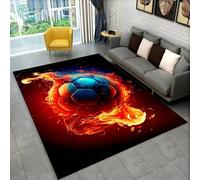 RUILBJM Tapis de Salon,Motif Football 3D Ado Garçon Enfant Salle de Jeux Chambre à Coucher,Graffitis Peints Soccer Carpets,Tapis D'éveil pour Enfants,Décoration D'intérieur (Coloré 3,80 * 160 cm)