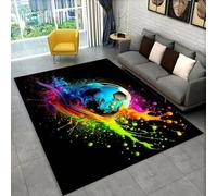 RUILBJM Tapis de Salon,Motif Football 3D Ado Garçon Enfant Salle de Jeux Chambre à Coucher,Graffitis Peints Soccer Carpets,Tapis D'éveil pour Enfants,Décoration D'intérieur (Coloré 1,160 * 200 cm)