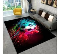 RUILBJM Tapis de Salon,Motif Football 3D Ado Garçon Enfant Salle de Jeux Chambre à Coucher,Graffitis Peints Soccer Carpets,Tapis D'éveil pour Enfants,Décoration D'intérieur (Coloré 2,100 * 150 cm)