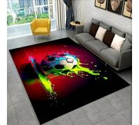 RUILBJM Tapis de Salon,Motif Football 3D Ado Garçon Enfant Salle de Jeux Chambre à Coucher,Graffitis Peints Soccer Carpets,Tapis D'éveil pour Enfants,Décoration D'intérieur (Coloré 4,140 * 200 cm)