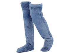 Ruileyou Goose Down Knee Socks for Christmas, Socks Long Fuzzy Thigh High Warm, Autumn and Winter Plush Thick Sleeping (J)
